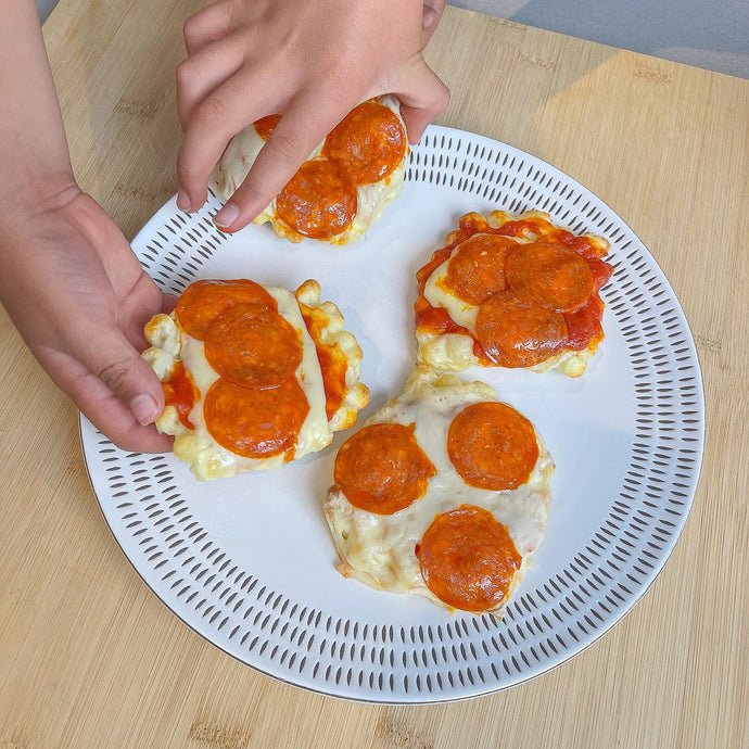 Mini pizzas de peperoni con Pandewaffle- libres de gluten