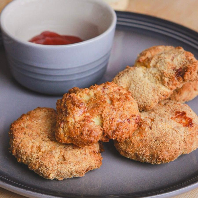 Nuggets de pollo apanados en Pandewaffle- sin gluten