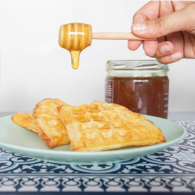Pandewaffle con miel de abejas o miel de agave.